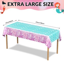 USEAHAHA 3Pcs Mermaid Birthday Party Plastic Disposable Rectangle Table Cover for Kids Party Supplies, Under The Sea Baby Shower Mermaid Themed Birthday Party Decorations, 54 x108 inch