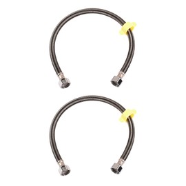 Skweawert 16 In Faucet Supply Lines, 1/2 x 1/2 Female Faucet Connector, Black Braided Stainless Steel Faucet Hose for Kitchen Sink Toilet（2Pack)