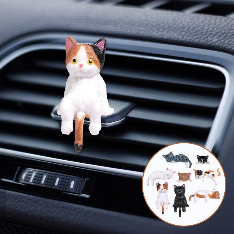 Tucnoeu 8pcs Cute Cat Fingurine, Mini Cat Figurines, Computer Monitor