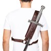 HDBHBH Medieval Sword Back Holster - Leather Shoulder Sheath for