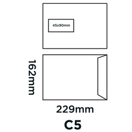 Blake Purely Everyday C5 229 x 162 mm 90 gsm Self Seal Window Pocket Envelopes (13084/25 PR) White - Pack of 25