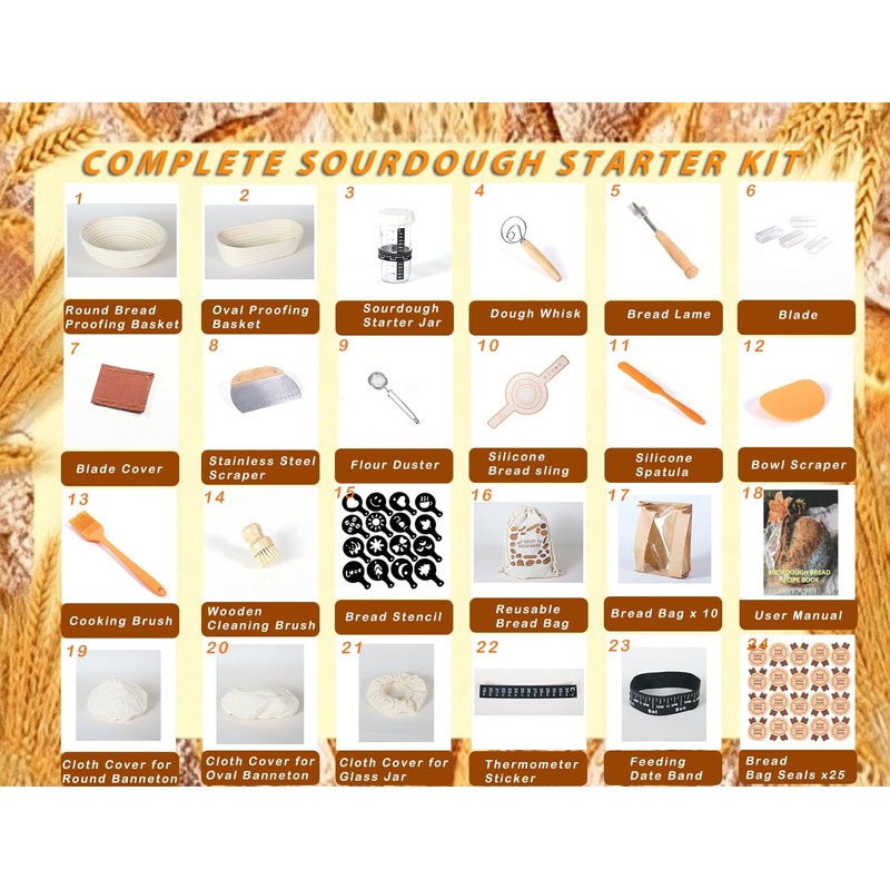 Sourdough Starter Kit Baking Supplies - Complete Sourdough Tools Including