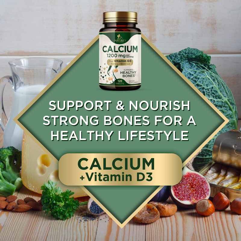 Calcium 1200 mg with Vitamin D3 - Bone Health Supplement,