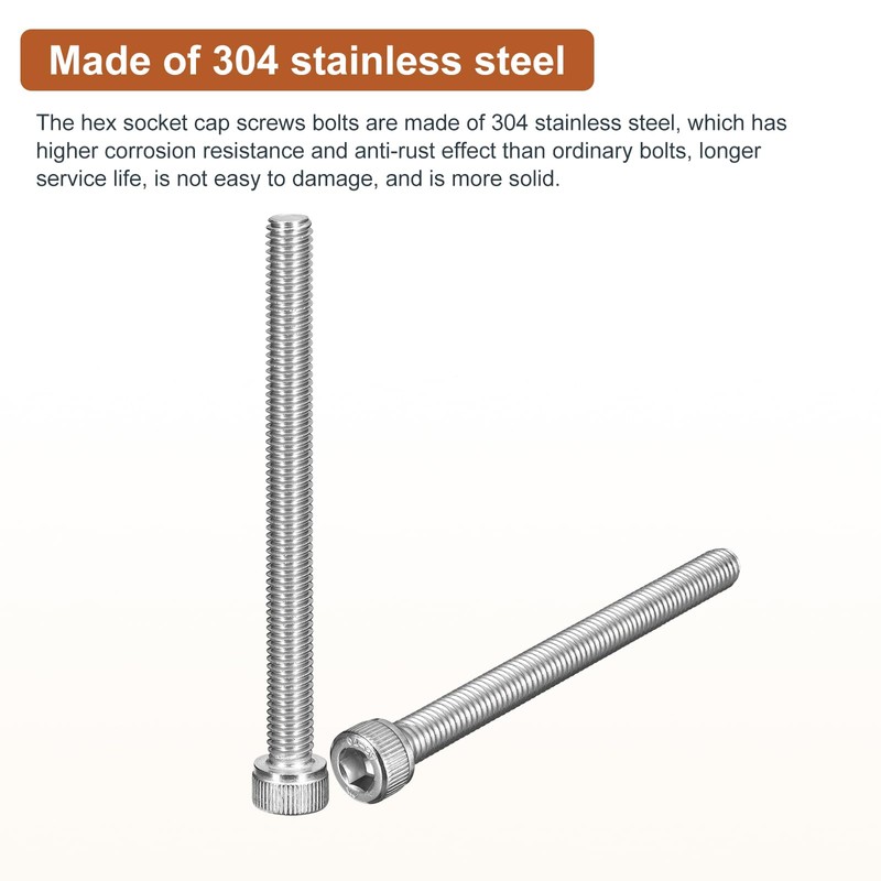 DTGN M6x75mm Socket Head Cap Screws Bolts, 10Pcs 304 Stainless