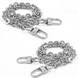 Luomorgo 2 Pcs Metal Chain Handles Strap, Purse Chain Straps Replacement, Handbags Chain Handles for Shoulder Bags, Clutch Purse DIY Crafts (Silver, 15.7" Length)