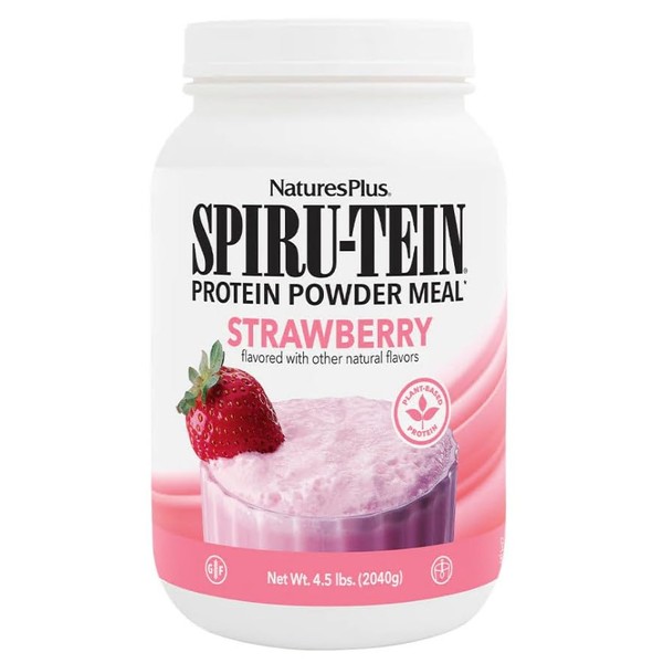 Natures Plus SPIRU-TEIN, Strawberry - 4.5 lbs - Plant-Based Protein