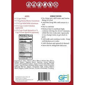 Mom’s Place Gluten-Free Creamy Chicken & Rice Soup Mix, Vegan, Nut, Dairy, Corn & Soy Free, 8 Servings, 6.6 oz