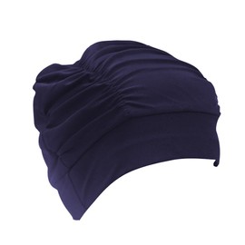 Long Hair Swim Hat For Women Pleated Swimming Cap Fitness Bathing Cap Ears Protection Cap Surfing Cap Shower Cap for beach seaside (dark blue)