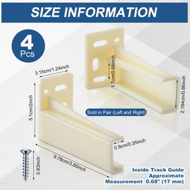 Chunful 2 Pair Rear Drawer Track Socket Back Plates Mounting Brackets Durable Plastic Drawer Track Back Plate Left and Right Close Locker Slides Socket for Repairing Replacing (Milky)