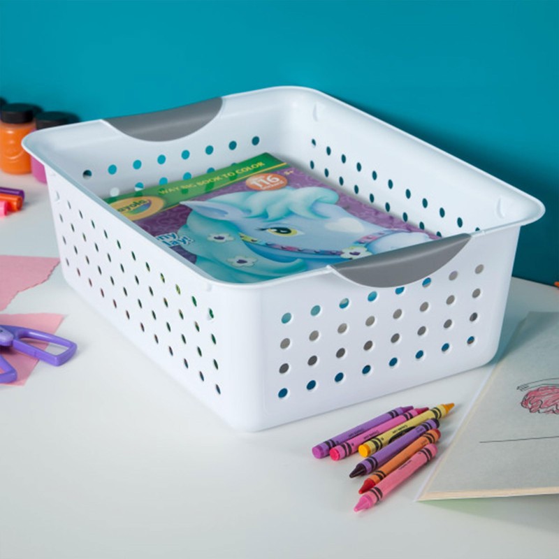 Sterilite 24-Pack Plastic Ultra Basket Storage Bins, Medium Organizing Box,