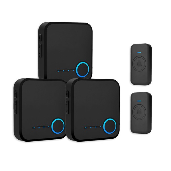 FOVKSUC Wireless Doorbell,Door bell Kits with 3 Receivers +2 Waterproof