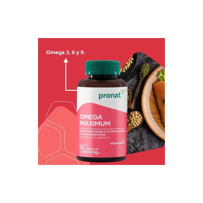 PRONAT | Omega Maximum, Suplemento Alimenticio, 90 Cápsulas con Omega