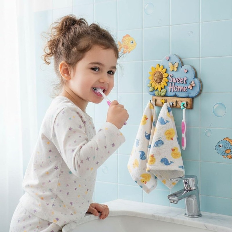 Wall Mounted Key Holder with Hooks - Key Organizer for
