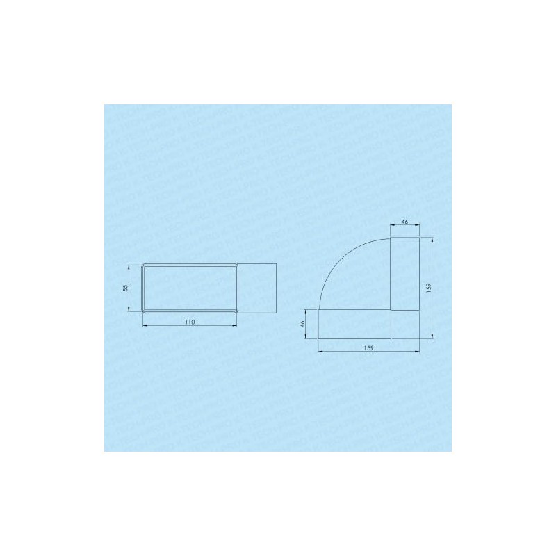 90° bend duct bend horizontal exhaust air supply air ventilation