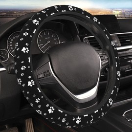 Kawaii Paws Elastic Steering Wheel Cover Non-Slip Breathable Steering Wheel Protector Fit Auto, SUVs, Truck