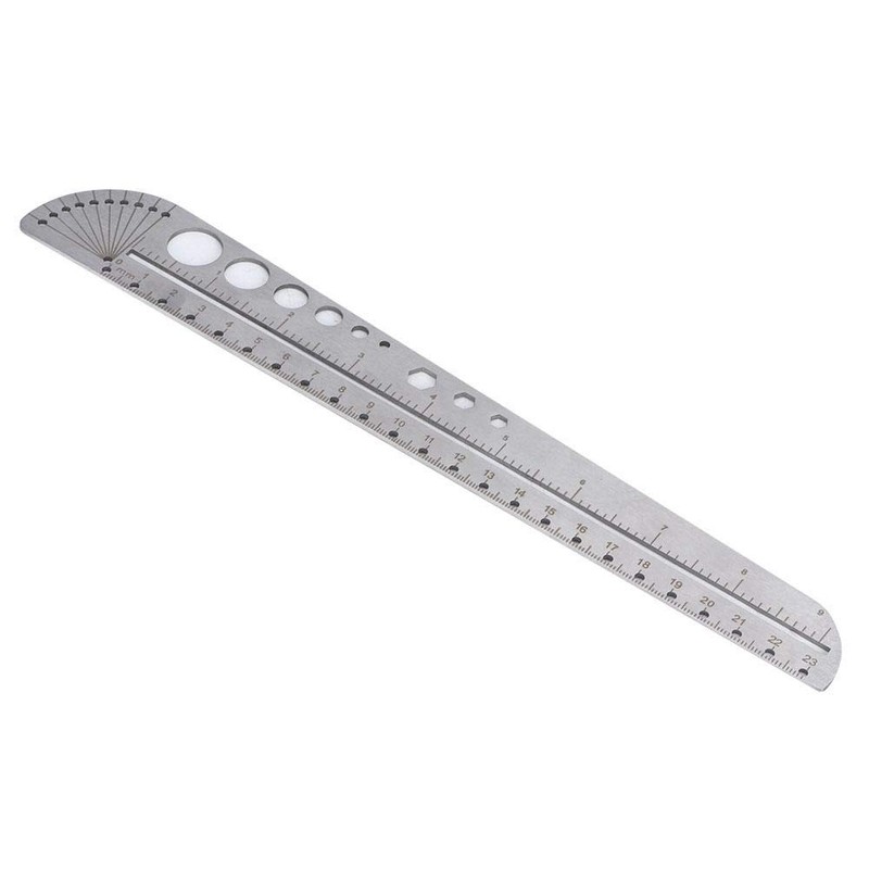 Metal Ruler Stainless Steel Multifunctional Scale Ruler Protractor Figure Drafting
