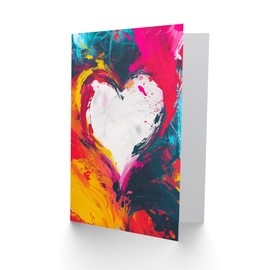 Artery8 Valentines Day Greeting Card Oil Paint Simple Love Heart No Words Message For Him Husband Partner