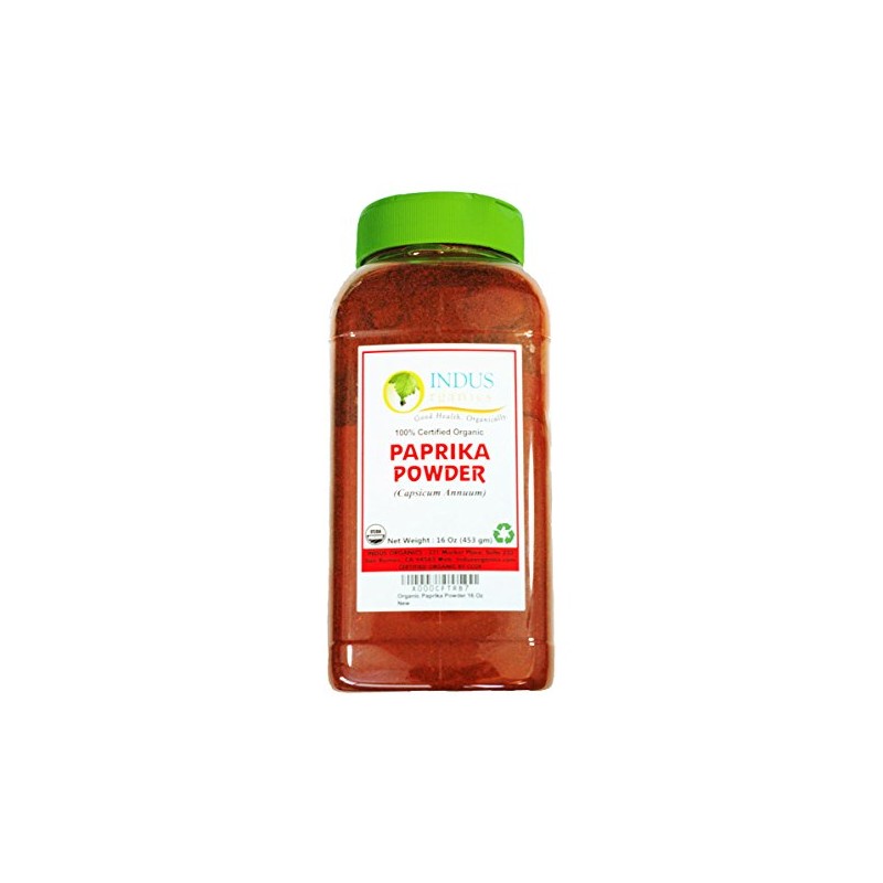 Indus Organics Paprika Powder, 1 Lb Jar, Premium Grade, High