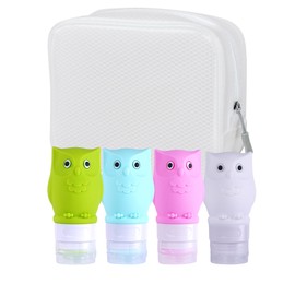 Ereesin Travel Bottles for Toiletries, 4 Pack Leak Proof Travel Size Containers,Silicone Travel Shampoo and Conditioner Bottles 3 oz for Cosmetic, Lotion