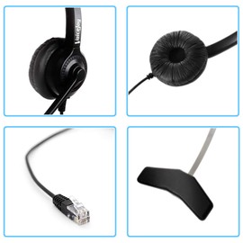 VoiceJoy Telephone Headset Mono w/Noise Canceling Mic for Avaya Aastra Allworx Adtran Alcatel Lucent AltiGen Comdial Digium Gigaset InterTel Mitel Plantronics MiVoice and More Landline Desk Phones