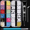Nail Art Rhinestone Glue Gel&2 Boxes 3D Charms Accessories Kit