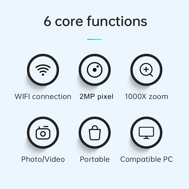 Wireless Digital Microscope 50X to 1000X Magnification 1080P High Definition