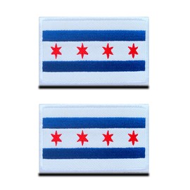 Zcketo 2 Pieces Chicago City Flag Embroidered Iron On Sew On USA American Illinois State Chicago Decorative Iron on Appliques Patch for Clothes Jeans Jersey Team Working Uniform