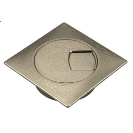 Gedotec Cable guide desk made of sturdy ABS plastic, 2 pieces square cable passages, 60 mm, Plaza, cable box, stainless steel look, cable guide square for push-in, cable duct