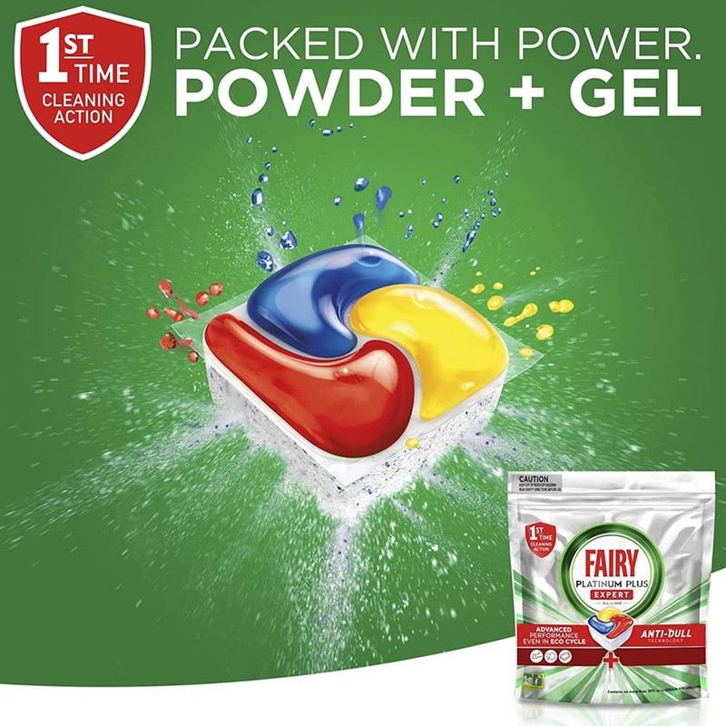 28pc Fairy Platinum Plus Dishwasher Dishwashing Capsules Lemon 434g