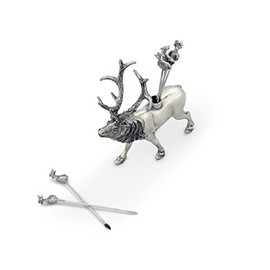 Vagabond House Elk Pewter Cheese Pick Artisan Designed Handcrafted for Refined Cabin Lodge Mountain Entertaining Heirloom Quality Set 4 inch Tall (Set of 6 picks)