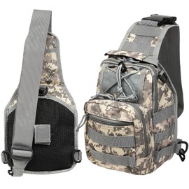 Catsobat Body Bag, Shoulder Bag, Cross-Body Bag, Waterproof, Compact, 7 Pockets, Storage Capacity (ACU Camo)