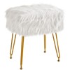 IBUYKE Rectangular Faux Fur Vanity Stool with Storage, Furry Makeup