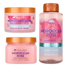 Pack Tree Hut Rose Moroccan-exfoliante,whipped,body Wash