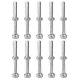 TOP-VIGOR 10Pcs M8 x 70mm Hex Head Screws Bolts, Nuts, Flat & Lock Washers Kits, 304 Stainless Steel Fully Thread Hexagon Bolts for DIY Bike Motorcycles Repair