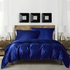 Gezu 200 x 200 cm Satin Blue Plain Duvet Cover