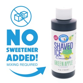 Hypothermias Shaved Ice and Snow Cone Syrup Unsweetened Flavor Concentrate - 4 Fl Oz - Makes 1 Gallon of Ready to Use Syrup - Green Apple - Must Add Filtered Water and Sweetener