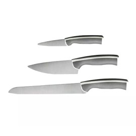 Ikea ÄNDLIG 3 Piece Knife Set Stainless Steel Gray & White New!