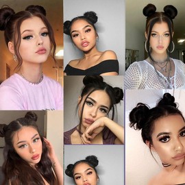 2pcs Claw Clip in Messy Bun Hair Piece Space Bun Hair Pieces Donut Synthetic Donut Chignon for Women Daily Party Hair Accessory