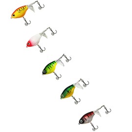 5 Pack Whoppers Plopper Fishing Lures Set for Bass Plastisol Topwater Baits with Floating Tractor Rotating Tail Propeller Box Artificial Surface Hard Lure for Freshwater Saltwater Trout Walleye Pike