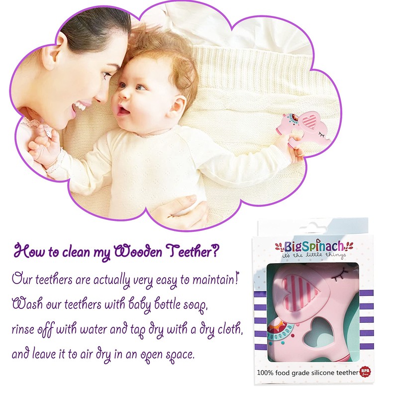 Bigspinach Soft Pink Elephant Teether Toy for Babies 3-6/6-12 Months