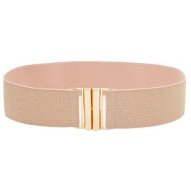 Rumnoke Wide Stretch Belt for Women Elastic Cinch Waistband for Ladies Dresses Pink + Gold Fit Waist 30"-32"