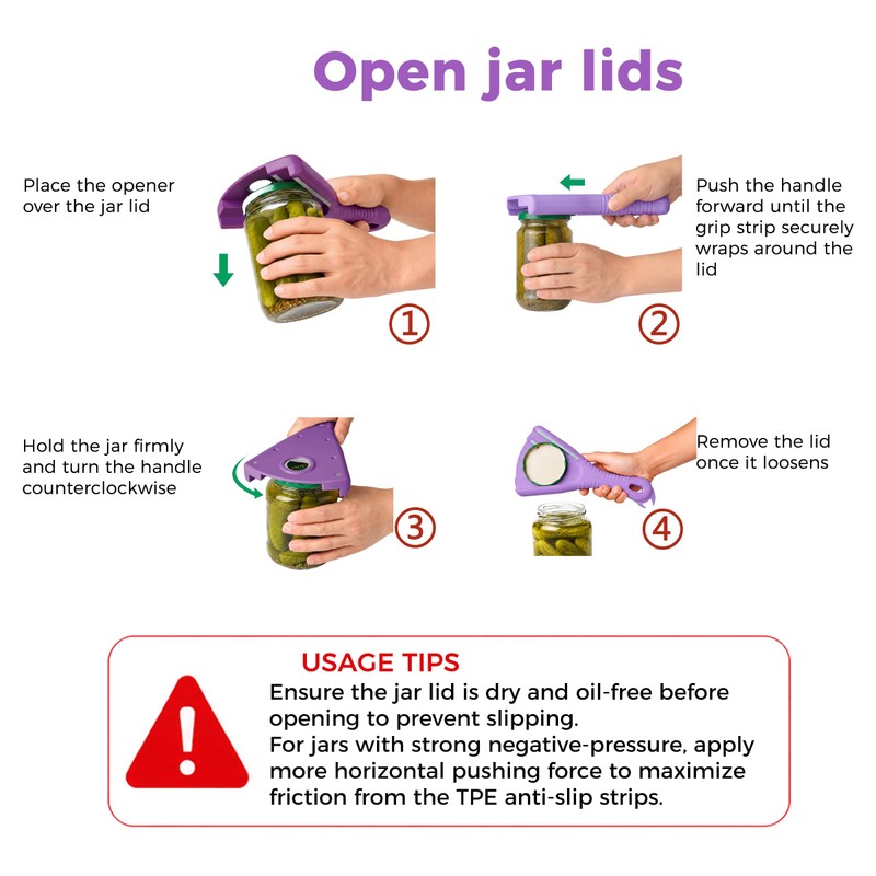 3-in-1 Multi Function Jar Opener, for Seniors, Weak Hands, Arthritis