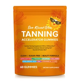 Tanning Gummies Accelerator - Sunless Tanning Supplement for a Natural Golden Glow, Sugar Free Melanin Booster with Astaxanthin, L-Tyrosine, Collagen & Vitamins for Women and Men