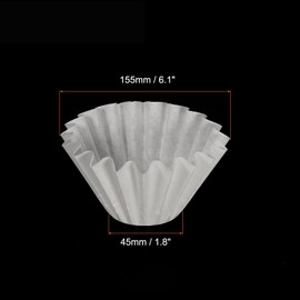 sourcing map 1-2 Cup Basket Coffee Filters White Paper Filter 45/155mm Drip Coffee Makers Coffee Filter for Cafe Office Home, Pack of 200