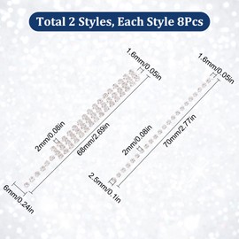 SUNNYCLUE 1 Box 16pcs 2 Style Chain Earring Findings Earring Dangle Charms Silver Rhinestone Chains Drop Long Tassel Chain Charm for jewellery Making DIY Drop Earrings Decoration Women Adult Crafts