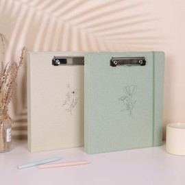 SKYDUE 3 Ring Binder with Clipboard,1 Inch Linen Binder for 3 Hole Punch Letter Size Loose Leaf Paper with 5 Dividers, Pocket and Labels School and Office Supplies- Beige