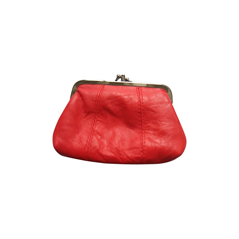 Lorenz Medium Leather Triple Framed Coin Purse -Red