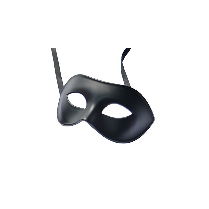 FHS Men's Mask Black Matt Classic Style Venetian Mask, Masquerade,