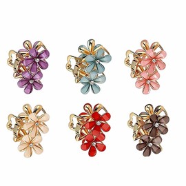 6PCS Flower Hair Clips Small Dainty Mini Metal Claw