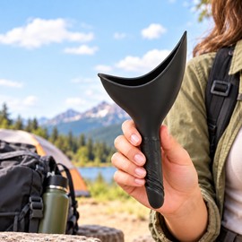 Female Urination Device for Standing Convenience – Black Portable Silicone Pee Funnel with Extended Spout for Camping, Travel & Outdoor Use